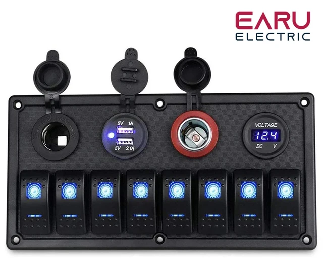 Pannello Interruttori A Bilanciere 12V/24V - 8 Switch LED Impermeabili Con Voltmetro E USB Per Auto/Barca - Foto 10