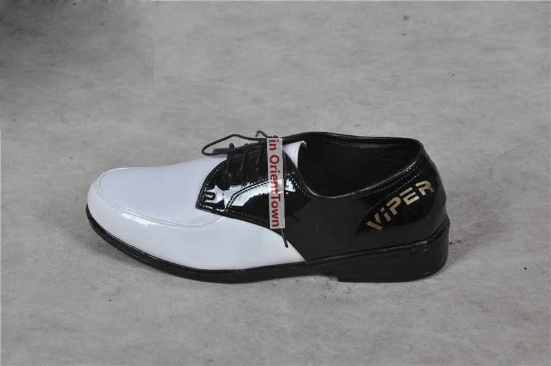 Personalized Leather Popping Shoe America and Europe Trend Hip Hop Dance Footwear Black and White Mirror Locking Funk Shoes 3