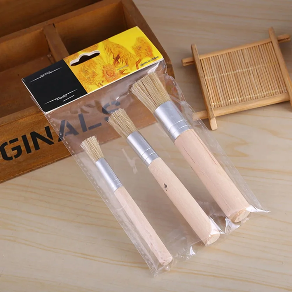 

3pcs Wooden Handle Painting Stencil Brush Hog Bristle Acrylic Oil Painting Brushes Professional Art Supplies