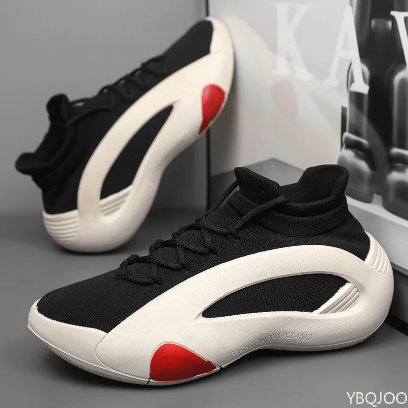 Spring and Autumn New Elastic Socks Men's Shoes Mid Top Breathable Thick Bottom Casual Large Size Men's Designer Shoes