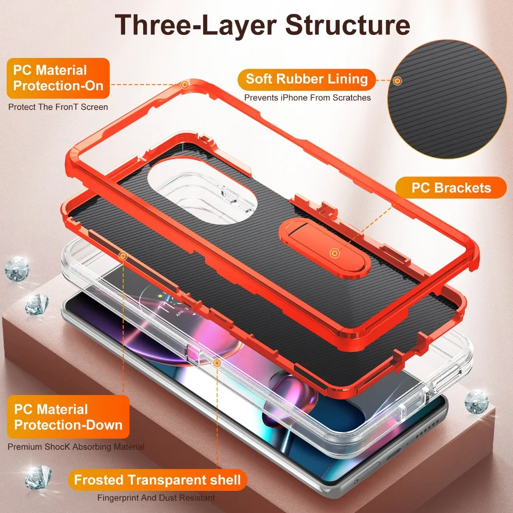 Premium Heavy Duty Rugged Case with 3-Layer Shockproof Protection and Kickstand