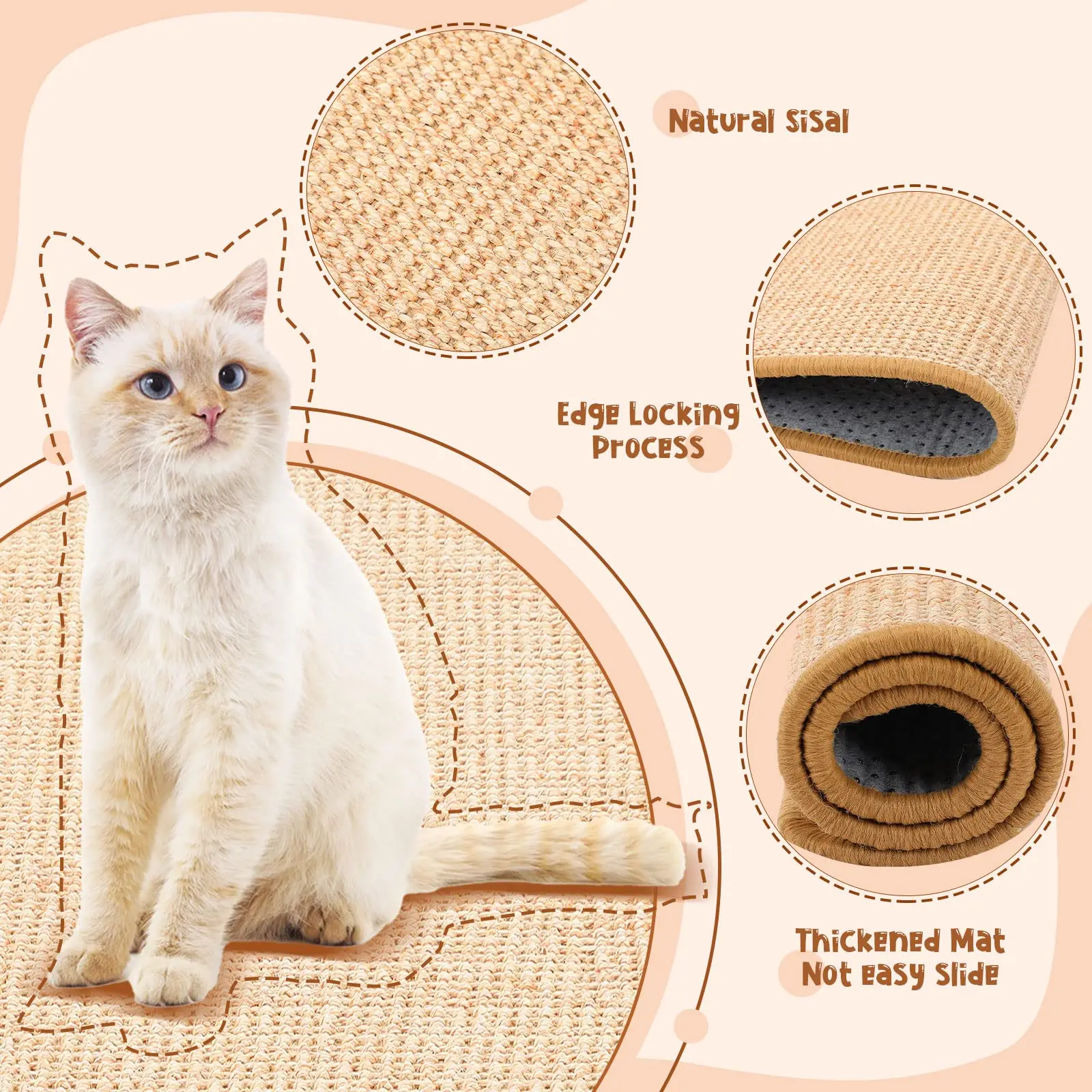 Couch Cat Scratch Protect Mat Cat Scraper for Cats Tree Scratching