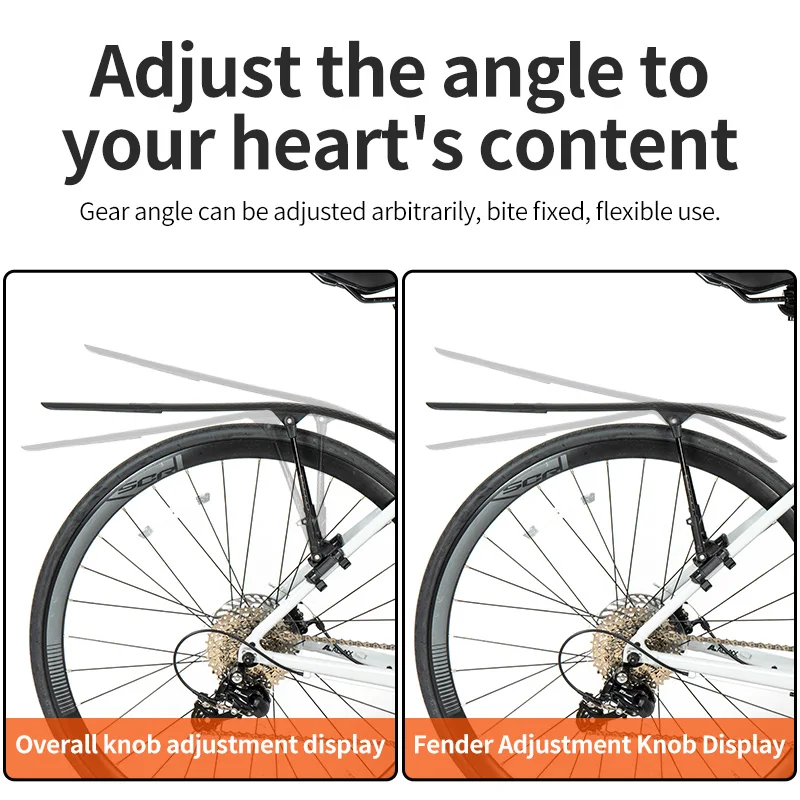 Rrskit Road Bicycle Mudguard Extended Adjustable Rainproof Board Flat Handle Cycling Quick Dismantling 700c Mud Removal