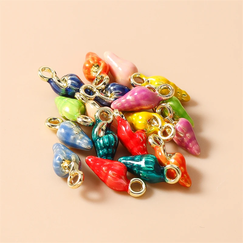 5 Stück 5x13mm Niedliche Bunte Emaille-Muschel-Anhänger für Schmuckherstellung, Halsketten, Ohrringe, Armbänder, DIY-Bastelzubehör