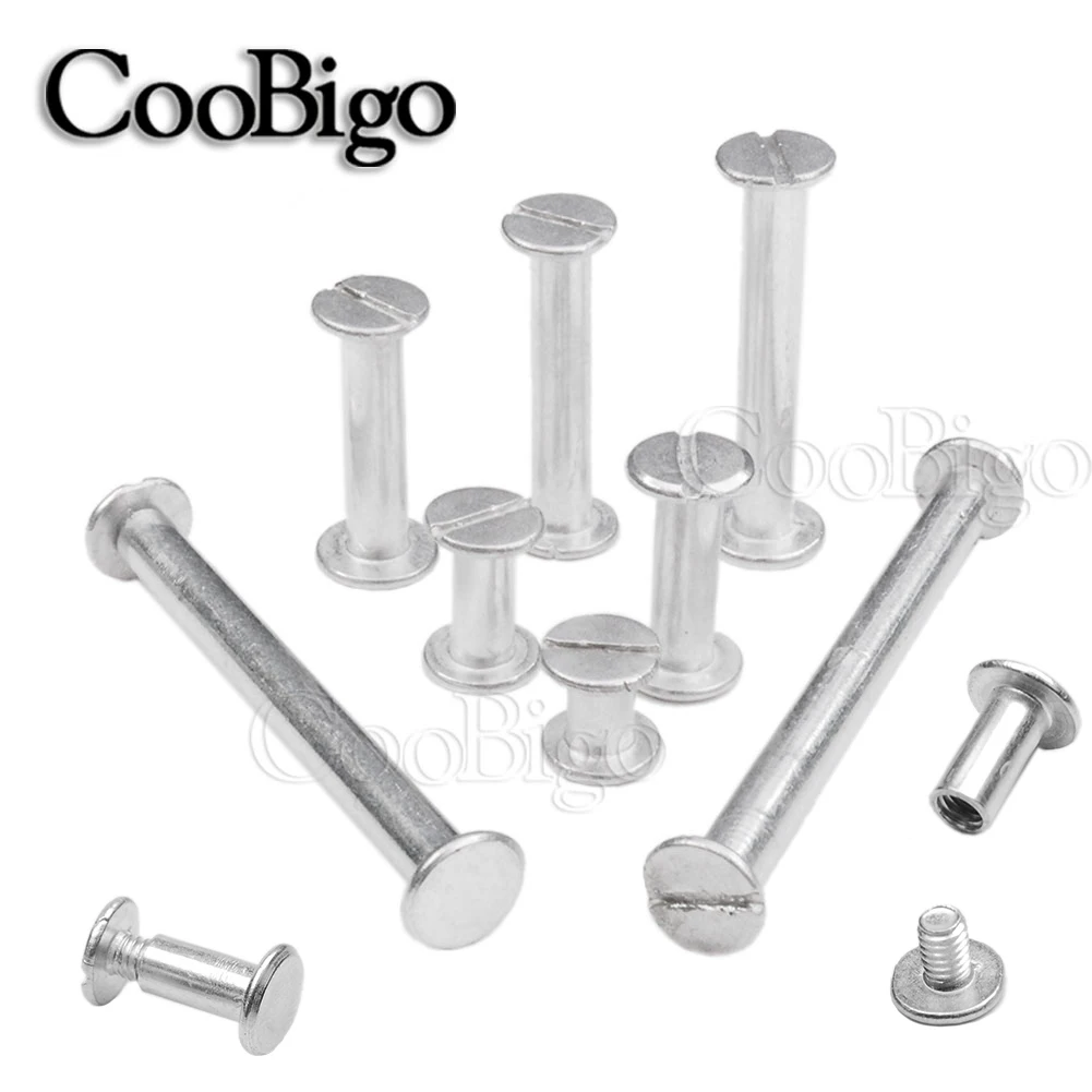 Metal Binding Chicago Screw Binder Loose Leaf Clip Fastener DIY Photo Album Scrapbook Bookkeeping Account Book Aluminum 10Sets