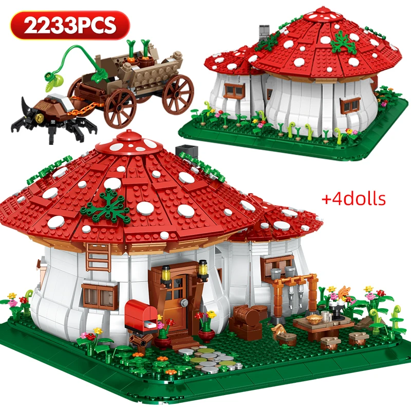 Fairy Tale Mushroom House Building Blocks Village Architecture Micro Mini Assemble Bricks Story