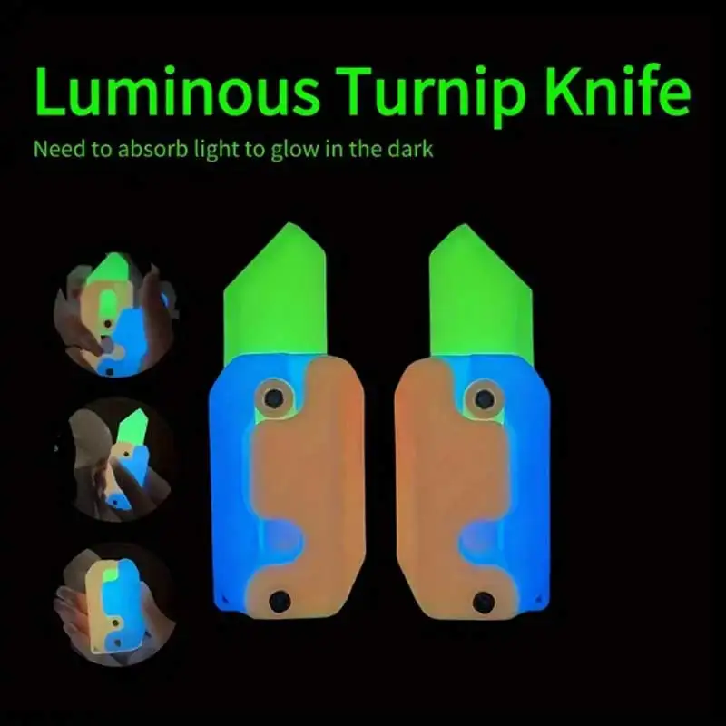 carrot knife toy 3D Luminous Carrot Knife Pushcart Small Toys Stress Reducing Toys Gravity Flip Carrot Knife Safe Stress Reducing Pocket