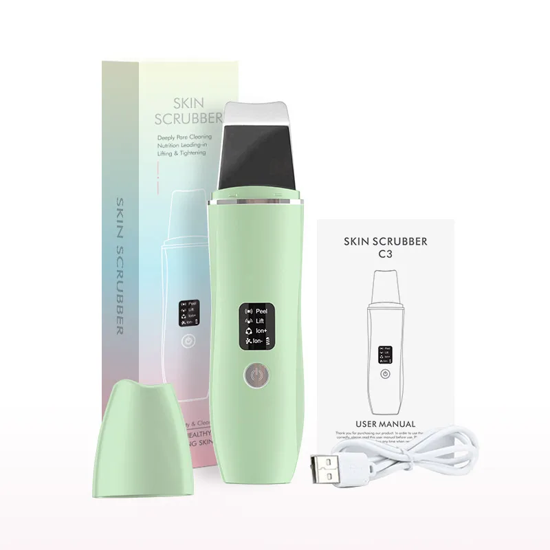 Ultrasonic Skin Scrubber Acne Blackhead Remover with High Frequency Vibration,Pore Cleansing&Facial Lifting,Portable Beauty Tool
