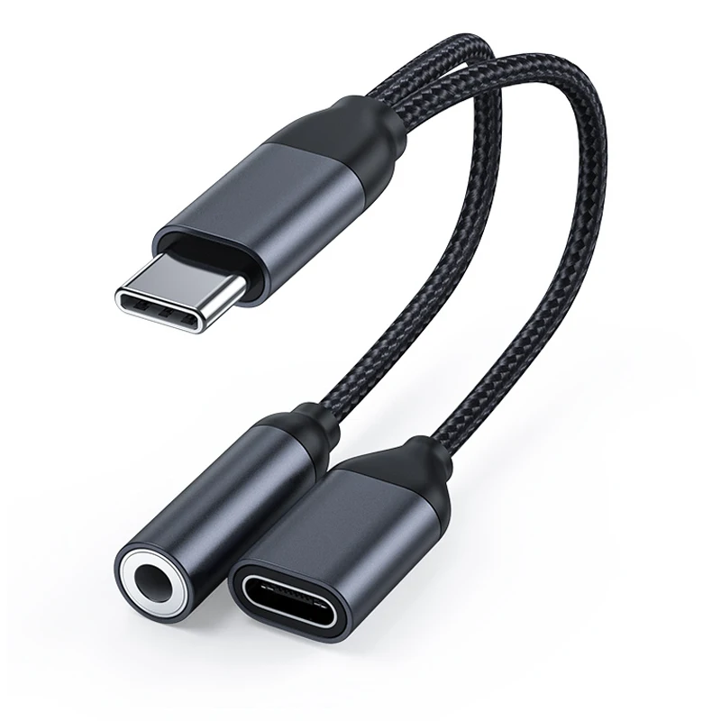 Разветвитель 2 в 1 с USB Type-C для Samsung S22 S20 S21 Xiaomi Mi 10 11 Redmi Note Huawei аудиокабель наушников