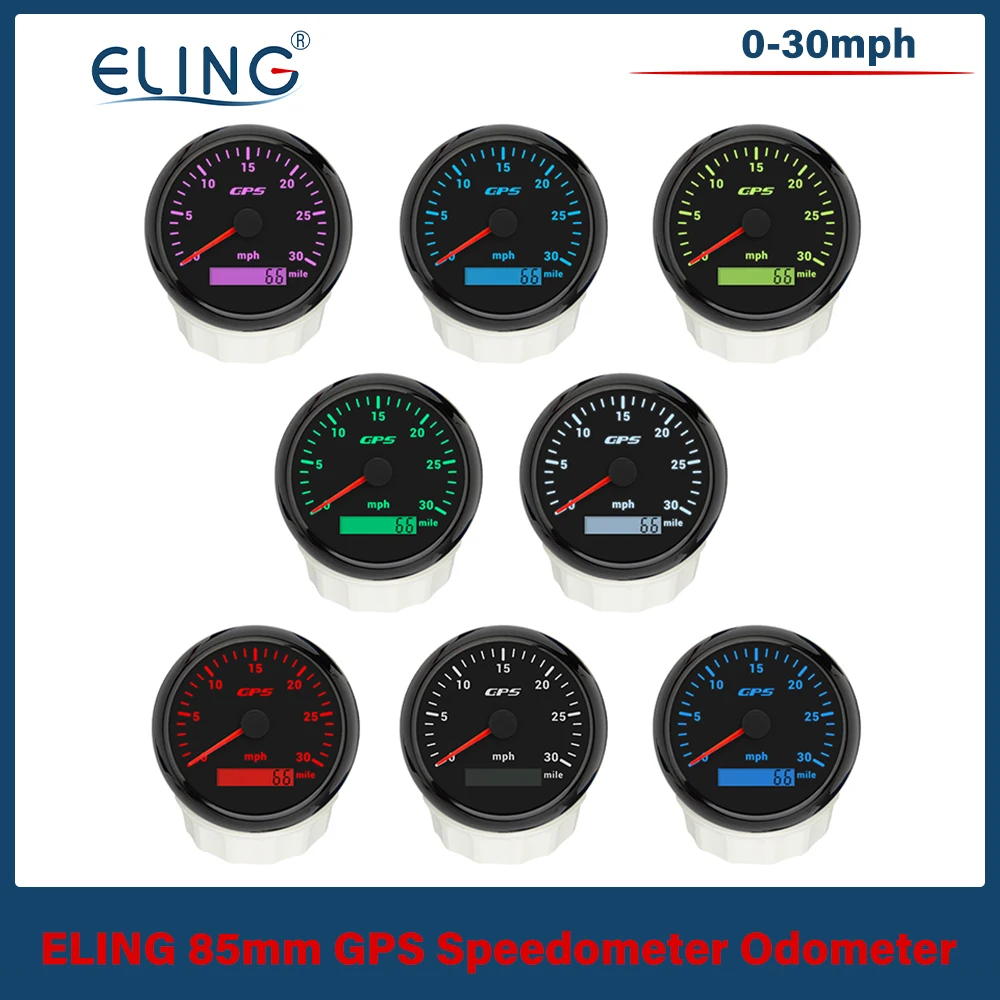 

ELING Newest Car Boat 85mm GPS Speedometer 0-120KM/H 200kmh 80MPH 160MPH Odometer with 7 Colors Backlight for Motorcycle Yacht