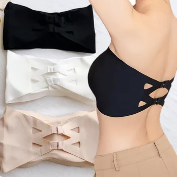 Ice Silk Strapless Bra Girls Seamless Crop Tube Top Bralette for Women Sexy Soft Bras Large Size Bustier Tops Summer Underwear 1