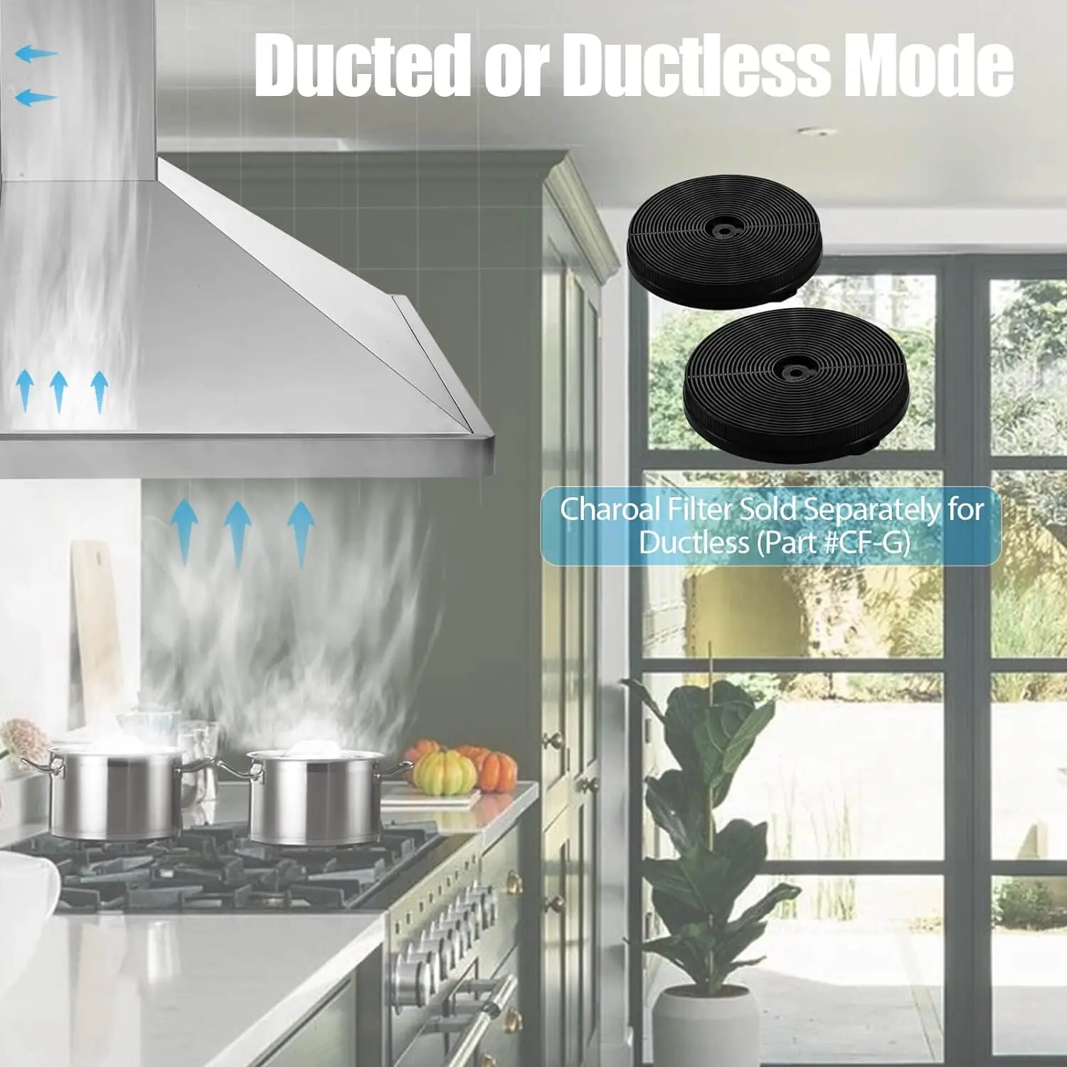 Tieasy 36 inch 700CFM Wall Mount Touch Panel Ducted/Ductless LED Lights Stainless Steel kitchen Range Hood USGD1090 6