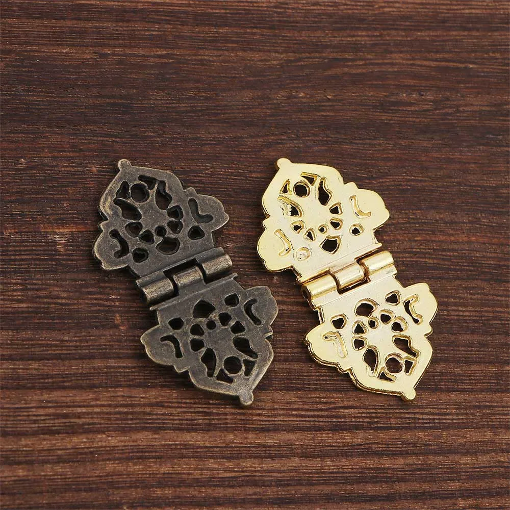 Antique Bronze Mini Lace Hinge Small Decorative Jewelry Wooden Box Cabinet Door Butt Hinges 1/2Pcs furniture hinge wooden box hinge cabinet door hinges cabinet hinges brass hinges bronze butterfly hinges