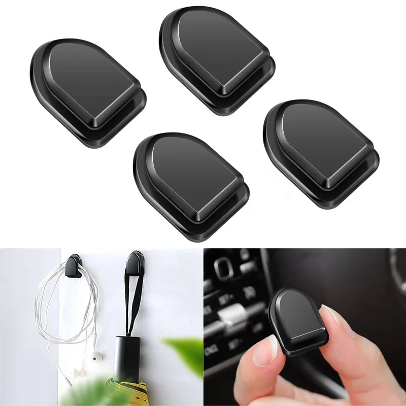 

4pcs Car Storage Hook Multifunctional Universal Organizer Mini Sticky Hook Auto Interior Accessories For USB Cable Key Headphone