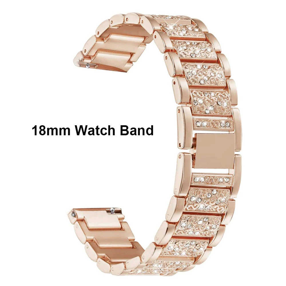 Women's 18mm Metal Watch Band with Bling Quick Release Strap