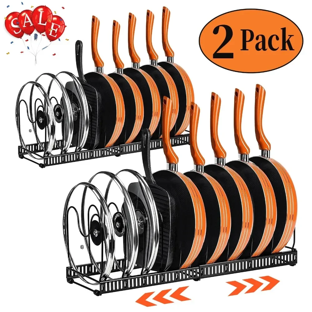 2 Pack Expandable Pot Lid Rack Organizer, Pans Organizer Rack, Pots and ...