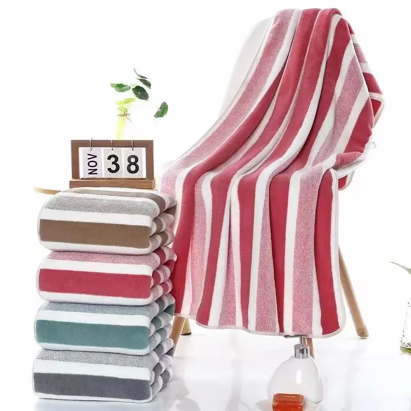 Soft Absorbent towel Striped Pattern Towel Set Soft Hand Towel Bath Quick Drying Absorbent Towels For Bathroom