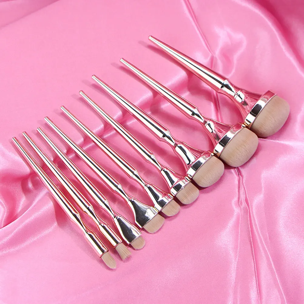 9pcs Makeup Brush Set Portable Professional Eyeshadow Rose Gold Cosmetics Stylish Powder Applicator Durable ABS Fiber Gifts 1