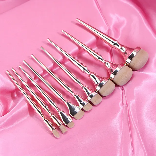 9pcs Makeup Brush Set Portable Professional Eyeshadow Rose Gold Cosmetics Stylish Powder Applicator Durable ABS Fiber Gifts