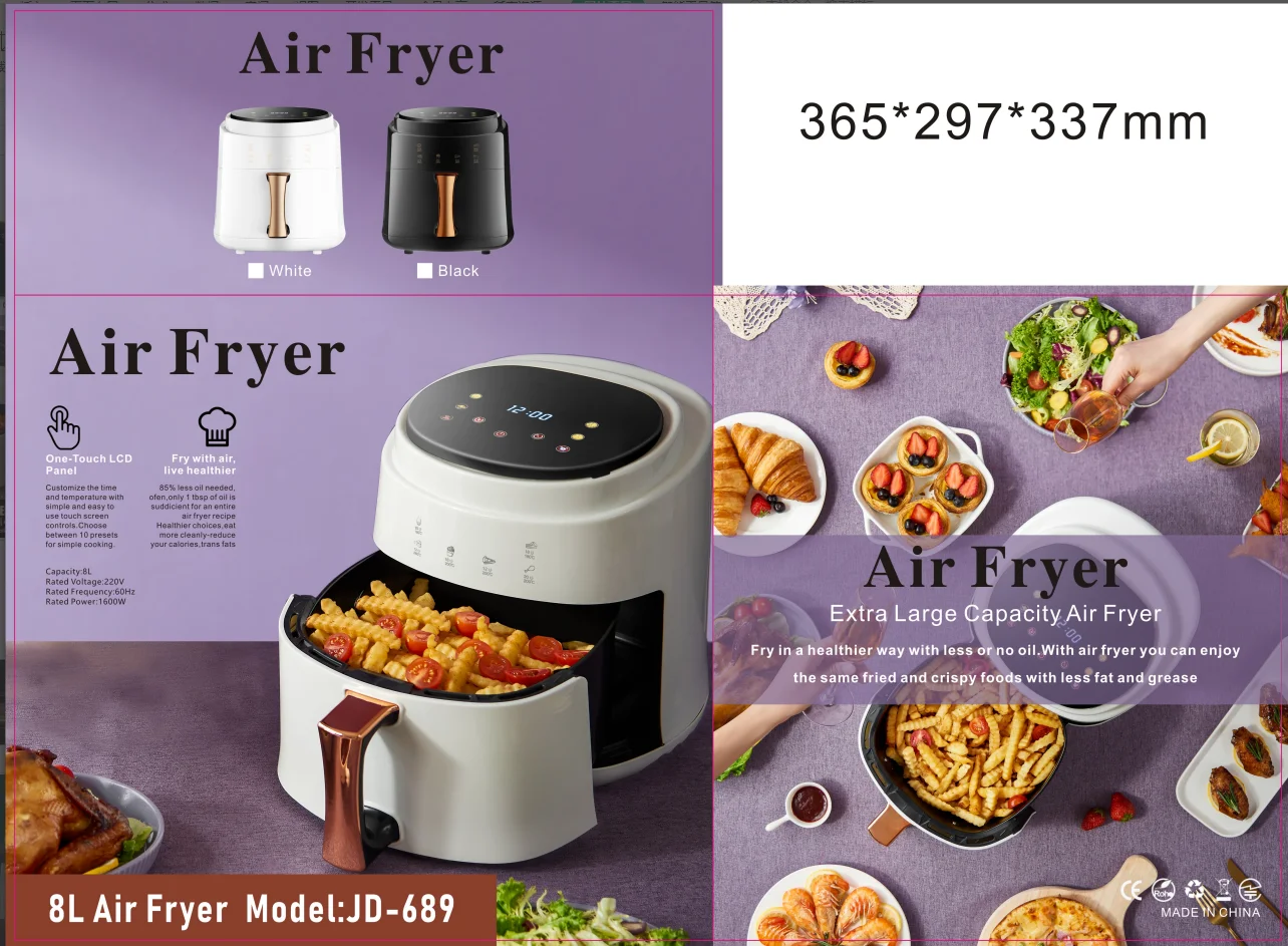 Description Picture 6 of item8L 1400W Hot Air Fryer Oil Free Home Oven Fully Automatic Smart LCD Touch Screen 110V 220V Electric Deep Frye French Fries