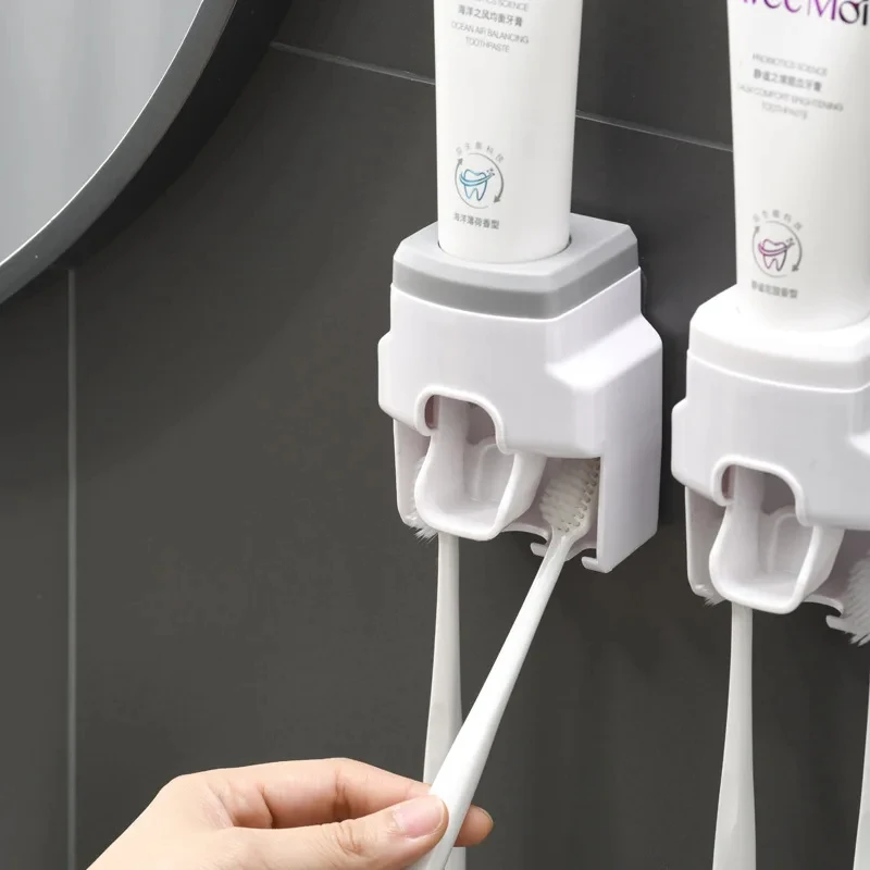 Automatic Toothpaste Dispenser Creative Wall Mount and Small Toothbrush Holder Squeezer for Family Shower Bathroom 1pc