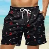 Men's Board Shorts Swim Shorts Swim Trunks Drawstring Elastic Quick Dry Short Beach Hawaiian Casual Black White Micro-elastic 2