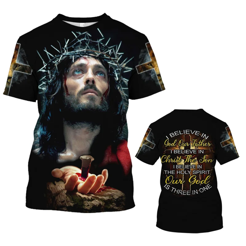 

New Summer 3D Christian Jesus Printing T Shirt For Men Children Fashion Streetwear Tee Shirts Cool Hip Hop Harajuku Clothes Tees