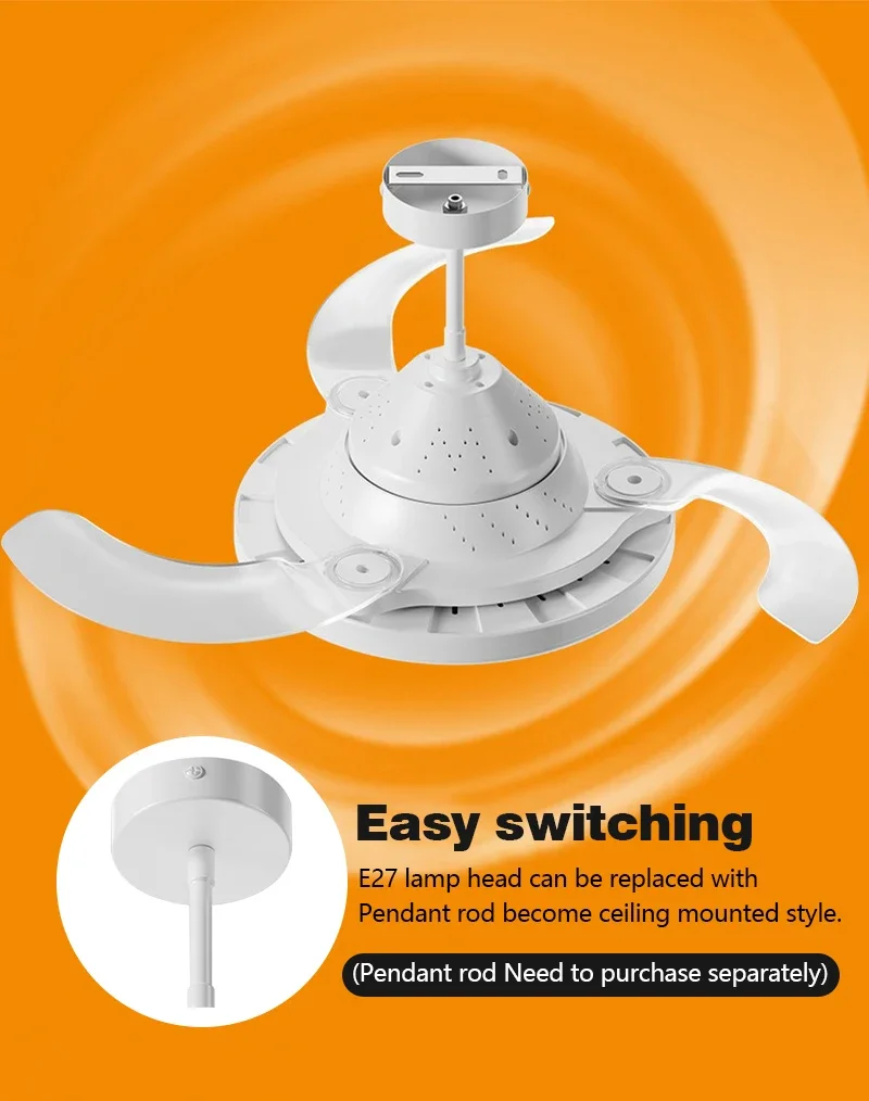 Invisible Ceiling Fan With Led Light Dimmable And Timer Function_voghion.com
