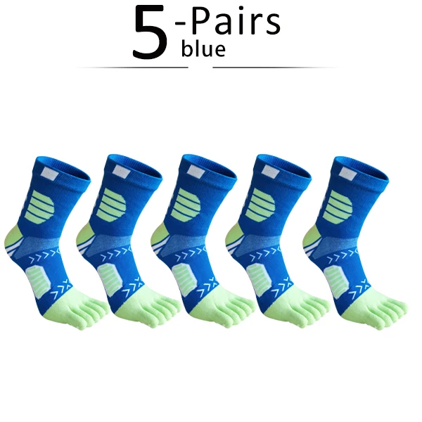 5 Pairs Compression Cotton Toe Socks - Sweat-Absorbing Colorful Sports Socks