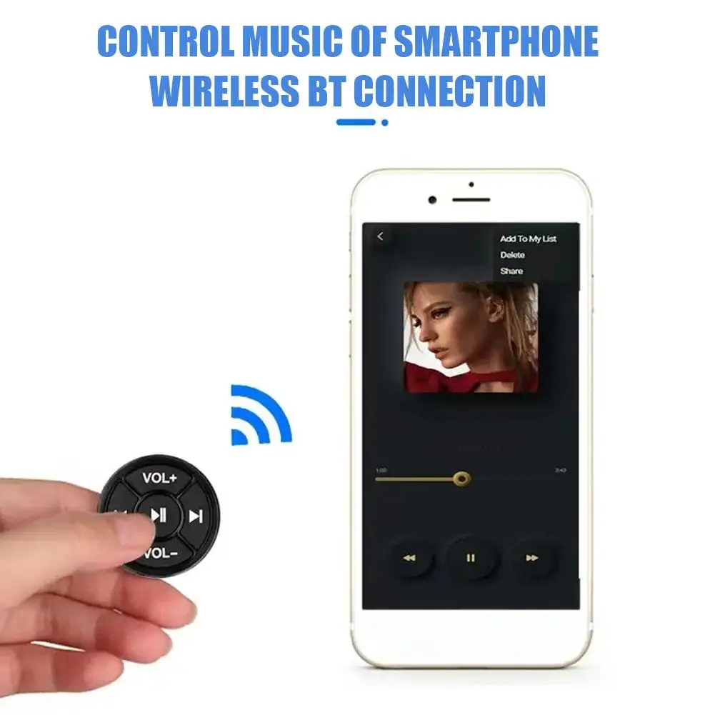 

Wireless Bluetooth Media Button Remote Controller Car Motorcycle Bike Steering Wheel MP3 Music Play For IOS Android Phone T K0Y8