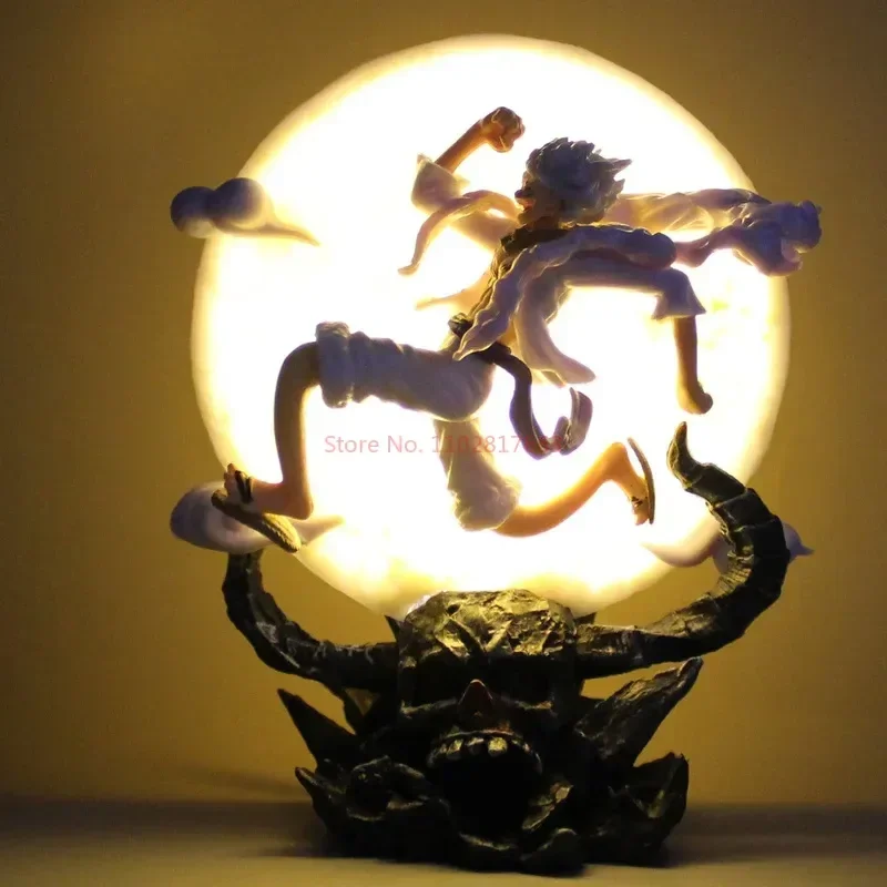 

14cm One Piece Figure Gk Wh Liberation Warrior 5th Level Nika Luffy Luminous Moon Racing Nika Handmade Model Ornament Toy Gifts