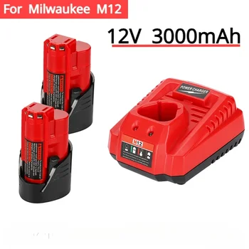 Batteria al litio 12v 3Ah Batteria ricaricabile per utensili a batteria Milwaukee M12 XC 48-11-2402 48-11-2411 48-11-2401 MIL-12A-LI