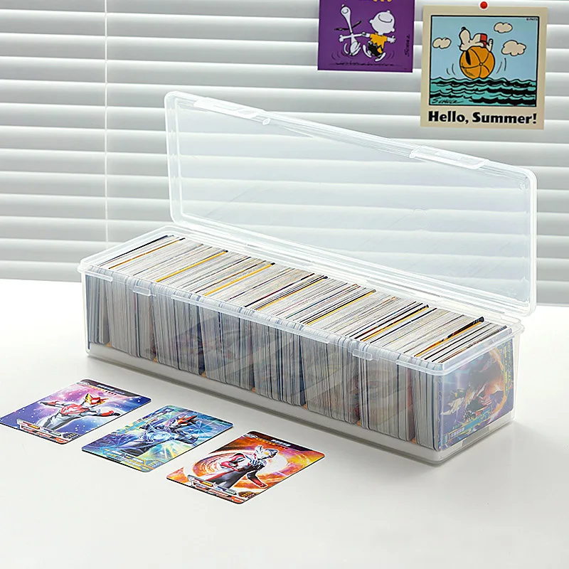 1Pcs 투명 플라스틱 구획형 정리함 상자는 PTCG/MTG 카드용 조절 가능한 분배기가 있는 550개 이상의 게임 카드 보관함을 보관할 수 있습니다.
