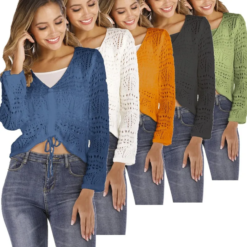 

ELIJOIN2023 Autumn Solid Color Pullover Blouse Super Thick V-neck Loose Sweater Women's Sweater