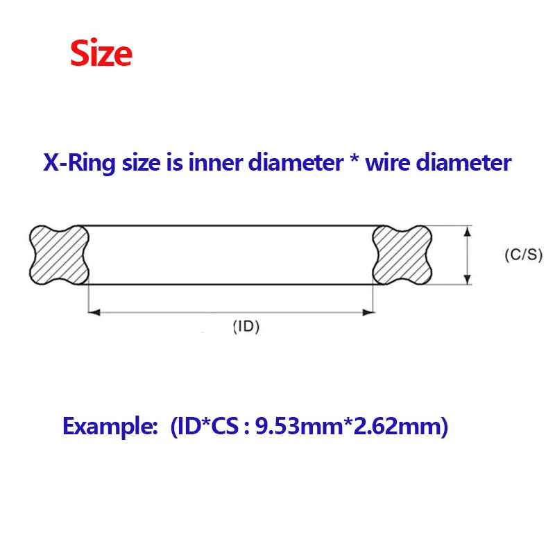 X 링, 4 립 씰 링, 니트릴 고무, 탄성, 유압 실린더, 피스톤, 피스톤로드 용. NBR, CS 1.78mm,ID 2.9 -133.07
