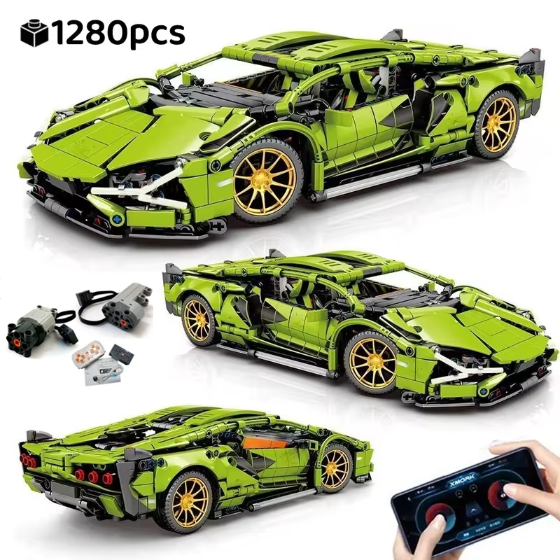 Technical Super Racing Model Bricks  Racing Car 1280PCS Model Building Blocks City Mechanical Speed Vehicle Kid Adult Boys Gifts