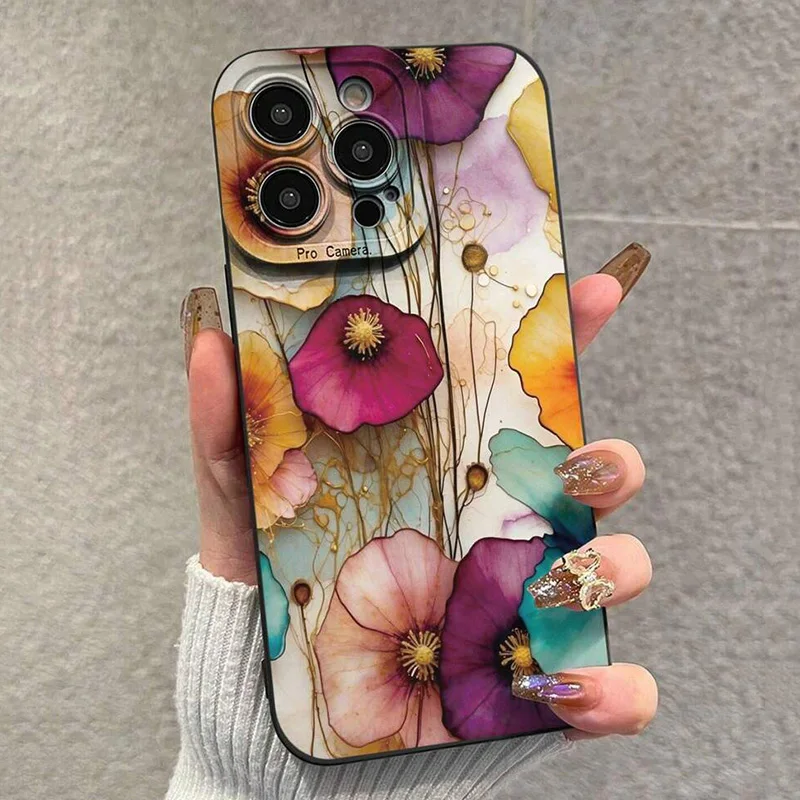 Vintage Floral Pattern Phone Case For Samsung Galaxy S26 S25 Ultra S24 FE S23 Plus S22 S21 A56 A36 A15 A55 A35 A54 A34 A53Cover