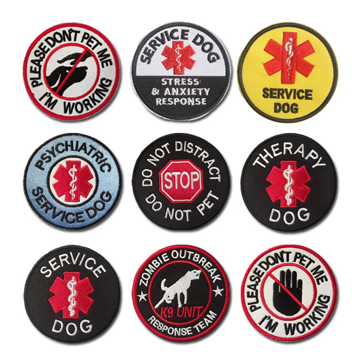 Working Dogs Embroidery Patches Do Not Pet Sign Hook Loop Badge Set For