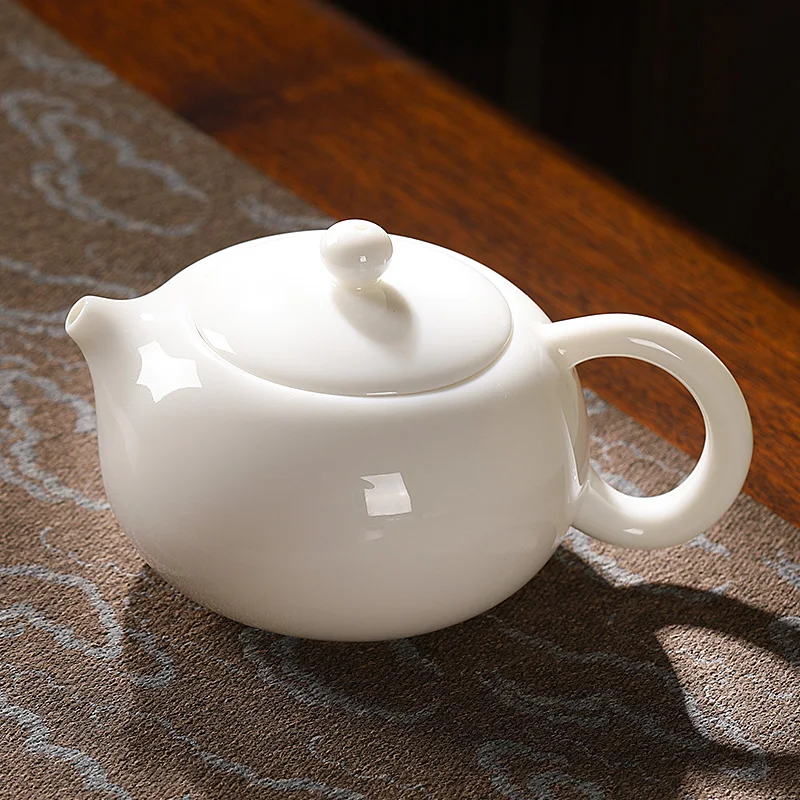 Teapot Suet Jade Porcelain Large Capacity Xishi Pot One Person Household Ceramic Tea Chinese Handmade Single Pot