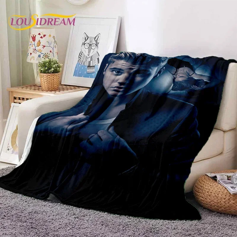 3D Justin Bieber Idol Singer Soft Blankets,Keep Warm Throw Blanket Comfortable Blanket for Picnic Beds Sofa Home Bedroom Gifts 6