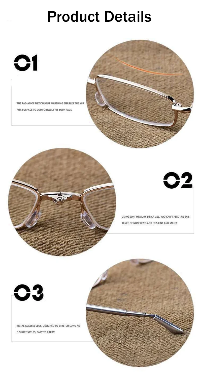 Faltbare tragbare Lesebrille Anti-Ermüdungs-Natur kristallglas linse Hochwertige hoch auflösende Antibes chlag brille – Detail 6