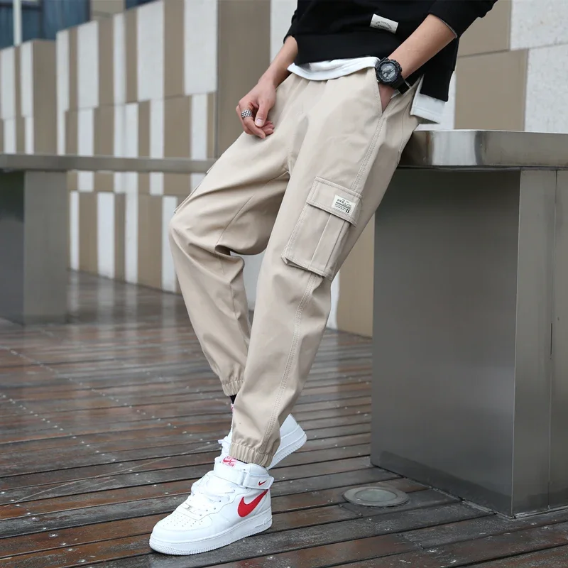 

Cargo Pants Men Streetwear Hip Hop Pants Elastic waist Harem Ankle length Trousers Black Army green Harajuku Loose Casual Pocket