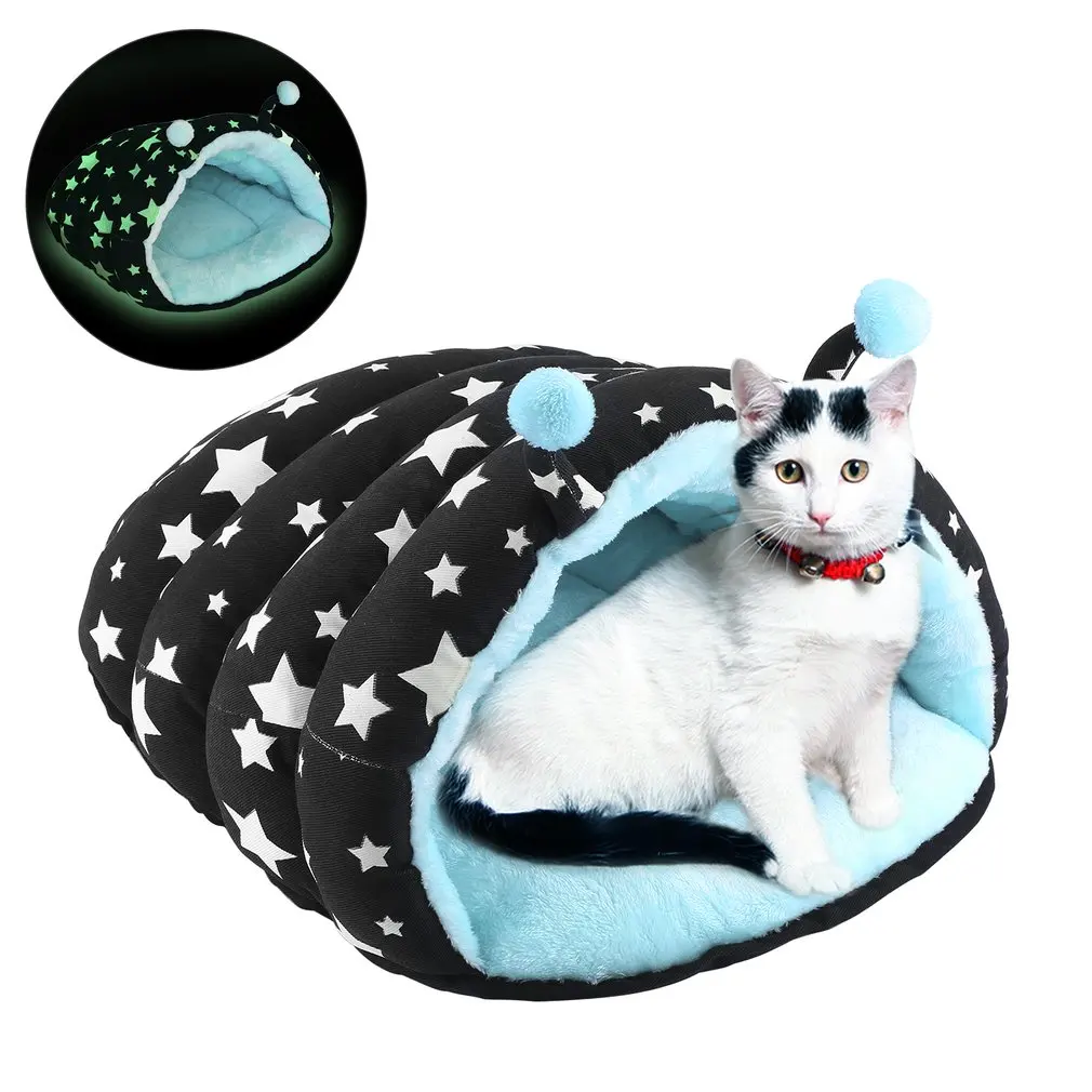 

Luminous Style Pet Dog Cat Bed Pure Cotton Cat Warm Bed House Soft Short Plush Bed For Small Dogs For Cats Nest 2 In 1 Cat Bed