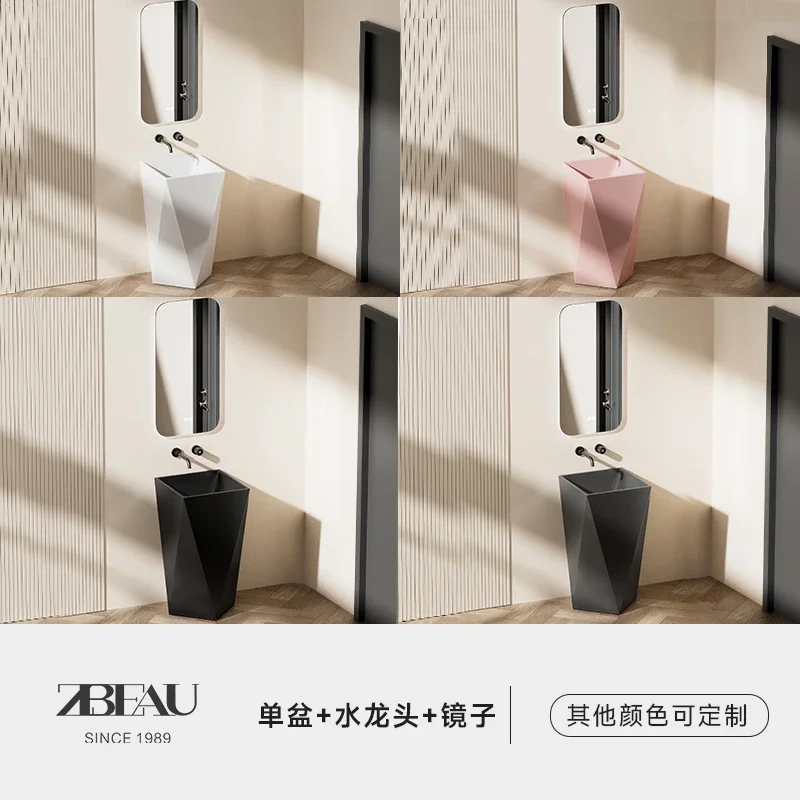 Three-Dimensional Column Wash Inter-Platform Basin Integrated Floor Ceramic Hotel Wash Basin Balcony Single Bathroom