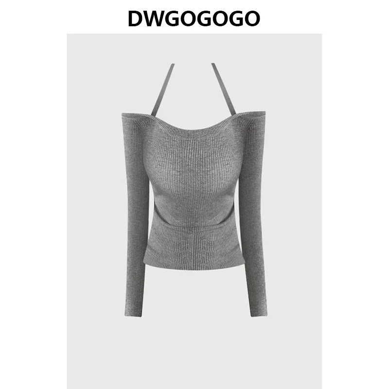 

Casual Elegant Knitwear French Fashion Slash Neck Off Shoulder Pullover Sweaters Women Solid Color Halter Slim Long Sleeve Top