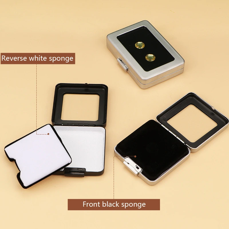 Metal Bare Diamond Storage Box Stainless Steel Metal Diamond Colored Gem with Double Inner Cushion Bare Stone Box