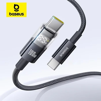 Baseus USB C Cable 100W For iPhone 17 16 15 Pro Max LED Dispaly USB Cable Type C for Macbook pro Fast Charge Wire for Xiaomi