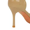 2024 Women 8cm Thin High Heels Side Hollow Leather Pumps Female Fashion Metal Diamond Buckle Red Khaki Prom Shallow Party Shoes 4