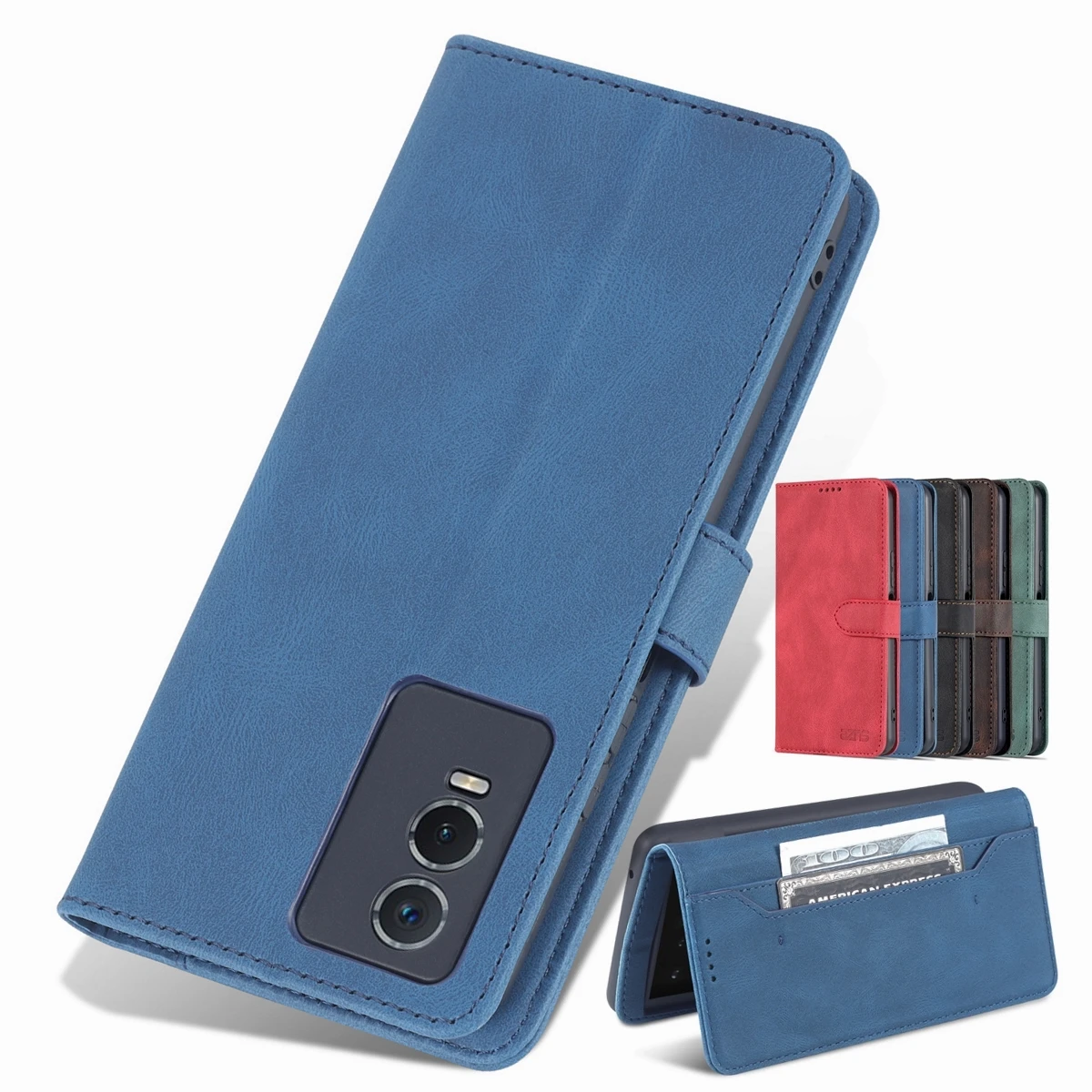 

Качественный кожаный чехол AZNS для Vivo Y76s Y74s, чехлы для телефонов с отделениями для карт, защитный чехол-портмоне