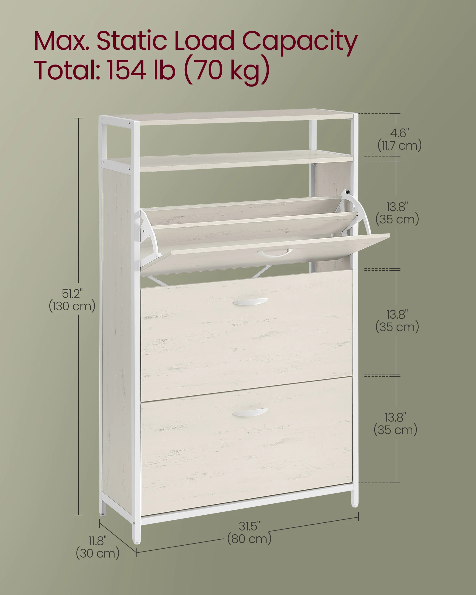 VASAGLE Shoe Cabinet with 3 Flip Drawers, Shoe Storage Cabinet, Asjustable and Removable Dividers, Holds 15-24 Pairs of Shoes 5